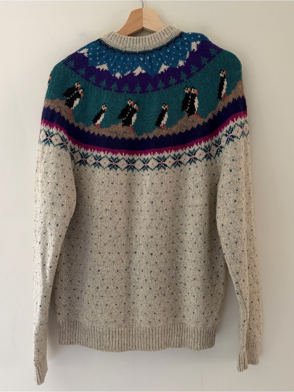 Woolrich Vintage Cardigan Sweater Penguins Wool Fair Isle 80s Size Medium RARE - Picture 4 of 8